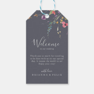 Etiquetas Para Regalos Bienvenida a Boda Floral Blue Wild Classic