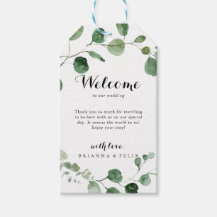 Etiquetas Para Regalos Bienvenida a Eucalyptus Modern Calligraphy Boda