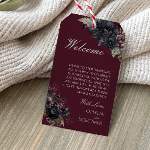 Etiquetas Para Regalos Bienvenida a la boda de destino floral gótica oscu
