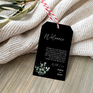 Etiquetas Para Regalos Bienvenida a la boda de destino negro de la vegeta