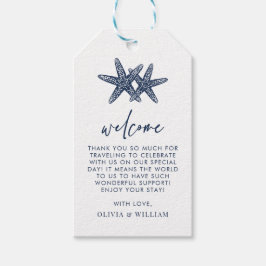 Etiquetas Para Regalos Bienvenida a la boda de la Marina Azul de Starfish