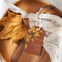 Etiquetas Para Regalos Bienvenida a la boda de otoño del follaje ruso mar