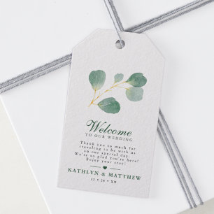 Etiquetas Para Regalos Bienvenida a la Boda Elegante Moderna Eucalyptus G
