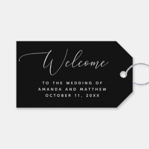 Etiquetas Para Regalos Bienvenida a la boda negra de la tarde Caligrafí