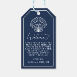 Etiquetas Para Regalos Bienvenida a la elegante boda de la playa Navy Blu