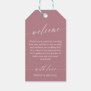 Etiquetas Para Regalos Bienvenida a los Bodas blancos y cuarzo