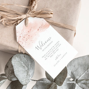 Etiquetas Para Regalos Bienvenida a Rosa Gold Watercolor Boda
