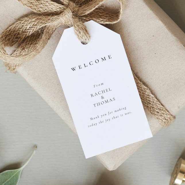 Etiquetas Para Regalos Bienvenida a un Boda Minimalista moderno (Modern Minimalist Wedding Welcome Gift Tags)
