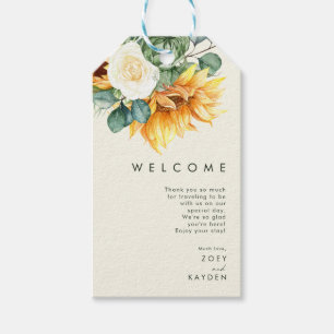 Etiquetas Para Regalos Bienvenida al Boda amarillo claro del girasol del