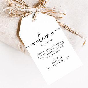 Etiquetas Para Regalos Bienvenida al Boda Black White Classic
