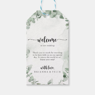 Etiquetas Para Regalos Bienvenida al Boda del follaje verde clásico Eucal