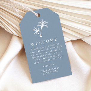 Etiquetas Para Regalos Bienvenida al Boda tropical azul turbulento del ár