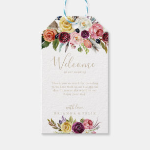 Etiquetas Para Regalos Bienvenida al Boda Tropical Boho Boho de Feather W