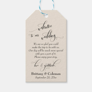 Etiquetas Para Regalos Bienvenida Amor y Gratitud Cream Boda