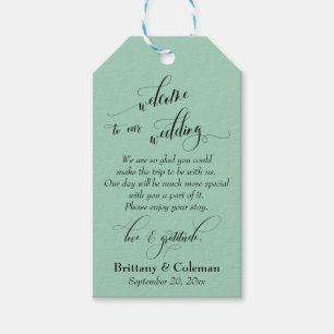 Etiquetas Para Regalos Bienvenida Amor y Gratitud Luz Verde Boda