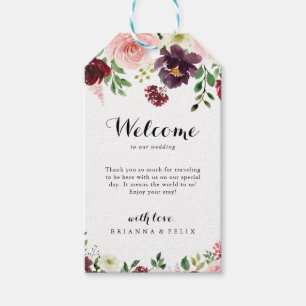 Etiquetas Para Regalos Bienvenida Boda de caligrafía floral de primavera