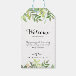 Etiquetas Para Regalos Bienvenida Boda del follaje botánico verde