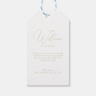 Etiquetas Para Regalos Bienvenida Boda Minimalista de Moda con clase Gold
