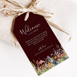 Etiquetas Para Regalos Bienvenida Botánica de Boda en Prado Rústico