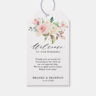Etiquetas Para Regalos Bienvenida Botánica Pastel Rubor Ivory Pink Floral