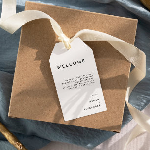Etiquetas Para Regalos Bienvenida de Boda de Destino Negrita Blanca Moder