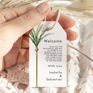 Etiquetas Para Regalos Bienvenida de la boda de destino de árbol de palma