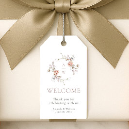 Etiquetas Para Regalos Bienvenida Floral Monograma Boda