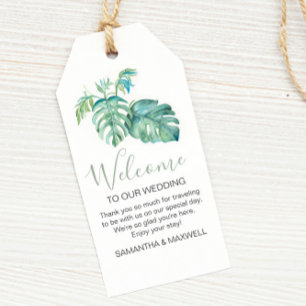 Etiquetas Para Regalos Bienvenida Tropical Moderna Acuarela Verde