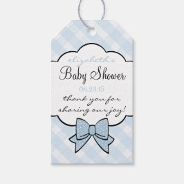Etiquetas Para Regalos Bienvenidos al Baby Shower de Gingham Blue