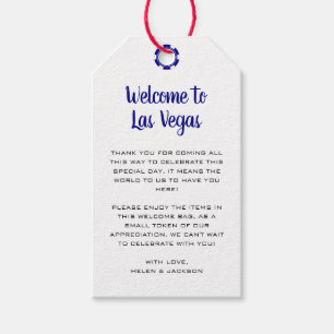 Etiquetas Para Regalos Bienvenidos al Boda azul de la Marina de Las Vegas