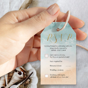 Etiquetas Para Regalos Billete RSVP de Boda de Agua de Playa