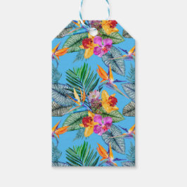Etiquetas Para Regalos Bird Of Paradise And Orchid Summer Blue Garden