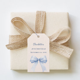 Etiquetas Para Regalos Birthday light blue bow ivory DIY write by hand