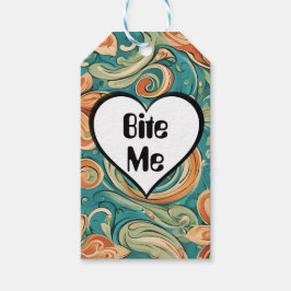 Etiquetas Para Regalos Bite Me Funny Heart Swirly Retro Design