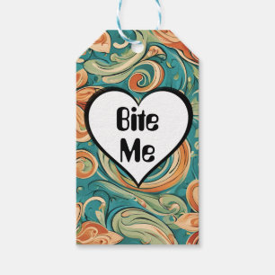 Etiquetas Para Regalos Bite Me Funny Heart Swirly Retro Design