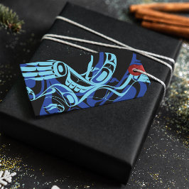 Etiquetas Para Regalos Black Blue Haida Eagle Thunder Bird Arte Nativo