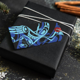 Etiquetas Para Regalos Black Blue Haida Eagle Thunder Bird Arte Nativo