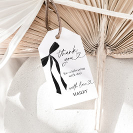 Etiquetas Para Regalos Black Bow Bridal Shower Gracias, Favor Tags