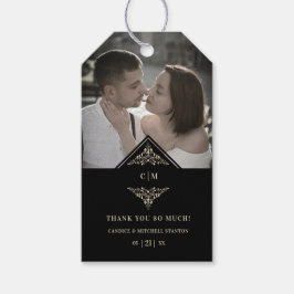 Etiquetas Para Regalos Black Gold Lace Romantic Couple Wedding Thanks