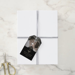 Etiquetas Para Regalos Black Gold Lace Romantic Couple Wedding Thanks