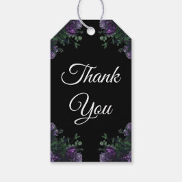 Etiquetas Para Regalos Black Purple Floral Elegant Wedding Gótico
