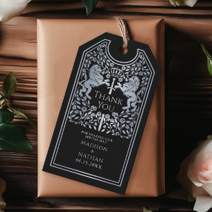 Etiquetas Para Regalos Black Royal Lion Medieval Sword Boda Gracias