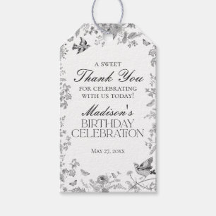 Etiquetas Para Regalos Black Toile De Jouy Fiesta de cumpleaños floral fa