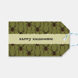 Etiquetas Para Regalos Black Widow Spider Happy Halloween Pixel Pattern