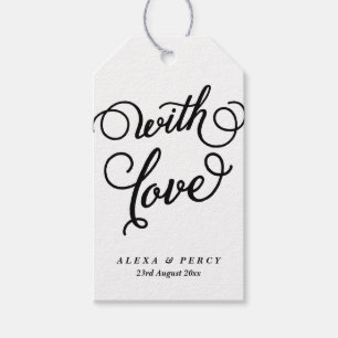 Etiquetas Para Regalos Black With Love Whimsical Script Boda Gift Etiquet