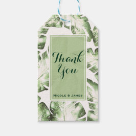 Etiquetas Para Regalos Blancas Hojas de Playa Tropical Verde Elegante Bod