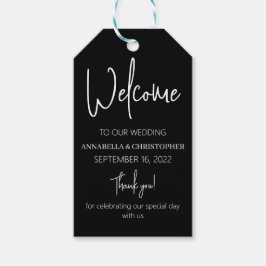 Etiquetas Para Regalos Blanco y negro Bienvenidos elegante simple minimal
