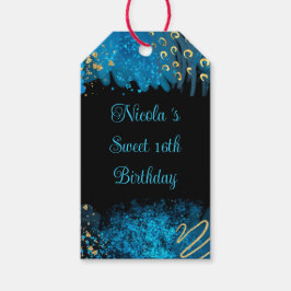 Etiquetas Para Regalos Blue Alcohol Ink Sweet 16 Cumpleaños Party