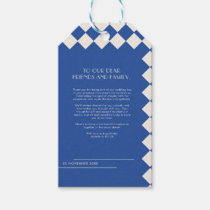 Etiquetas Para Regalos Blue and Cream Retro Negrita Amor y Gracias Boda