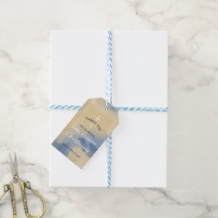 Etiquetas Para Regalos Blue and Gold Watercolor Boy Christening